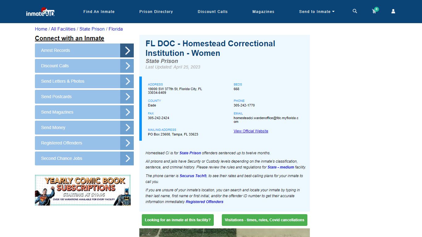 FL DOC - Homestead Correctional Institution - Women & Inmate Search ...