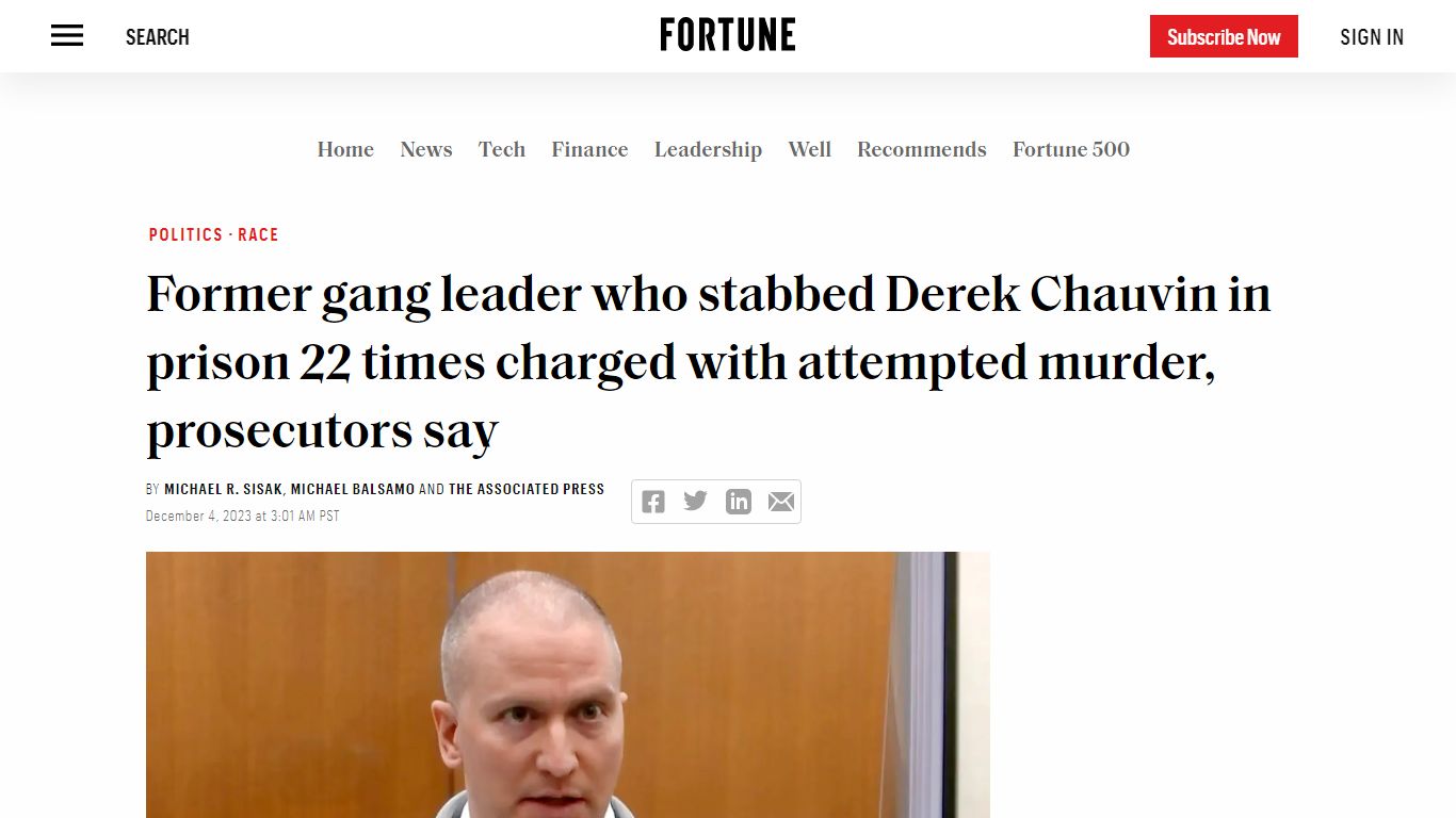 Derek Chauvin: Prison inmate charged with attempted murder for stabbing ...